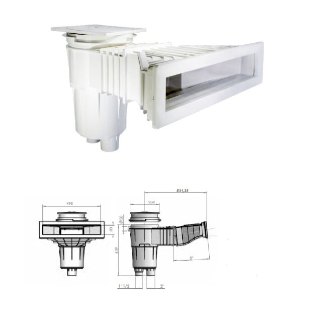 Astral Breitmaulskimmer Slim Oberflächenabsauger für Beton / Folie 535 mm