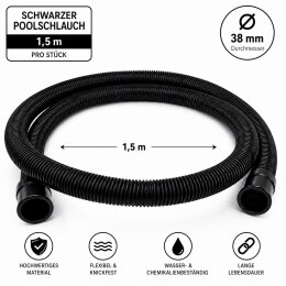 Poolflex schwarzer Poolschlauch 38 mm x 1,5 Meter