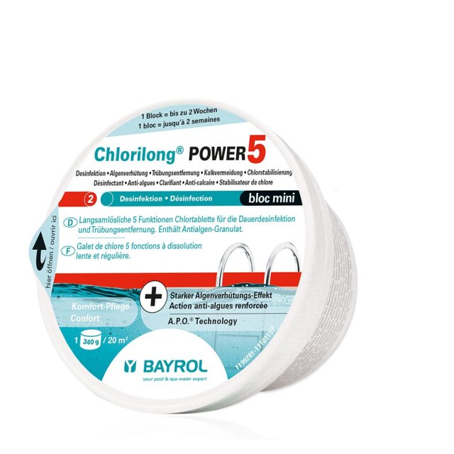 Bayrol Poolwasserdesinfektion Chlorilong POWER 5 Bloc Mini 0,34 kg