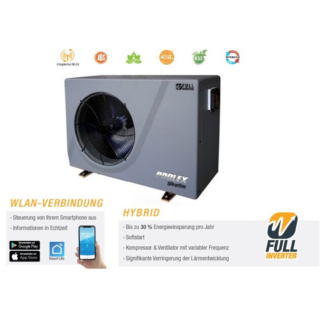Poolex Silverline 9,2 KW Wärmepumpe Full Inverter-Wlan-40-50QBM