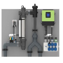 Vormontierte Pooldesinfektionsanlage Salzelektrolyse/ pH...