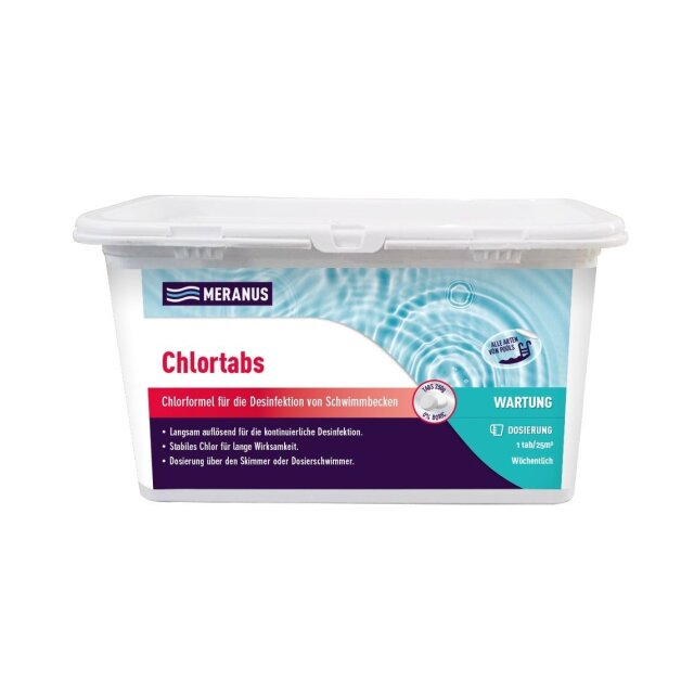 Meranus Chlortabs 200g – Langsam lösliche Pool Chlortabletten 5kg